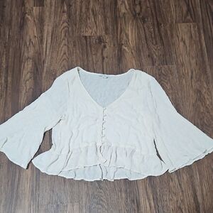 American Eagle Outfitters Ivory Button-Down Blouse
